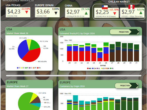 Se mantienen buenos precios en Europa, donde lidera Perú, desciende Sudáfrica y crece la fruta colombiana