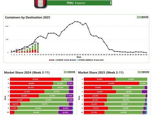 Perú consolida su camino como principal proveedor de Europa, pese a mantenerse por debajo del volumen del año pasado