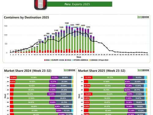 Exportaciones de Perú caen por quinta semana consecutiva, pero siguen por encima del año pasado