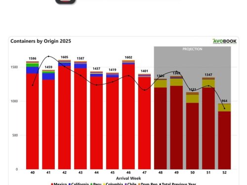 El mercado estadounidense reduce 13% su volumen, aunque supera en 20% el nivel de 2024 en misma semana