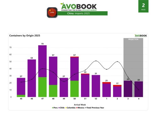 Arribos a China bajan 19% semanal en la semana 2