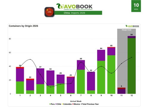 China recibe 68 embarques en la semana 10 y Perú concentra el 82% del suministro
