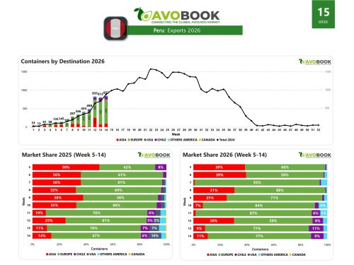 Week 15 breaks Peruvian streak with a 2% drop in shipments