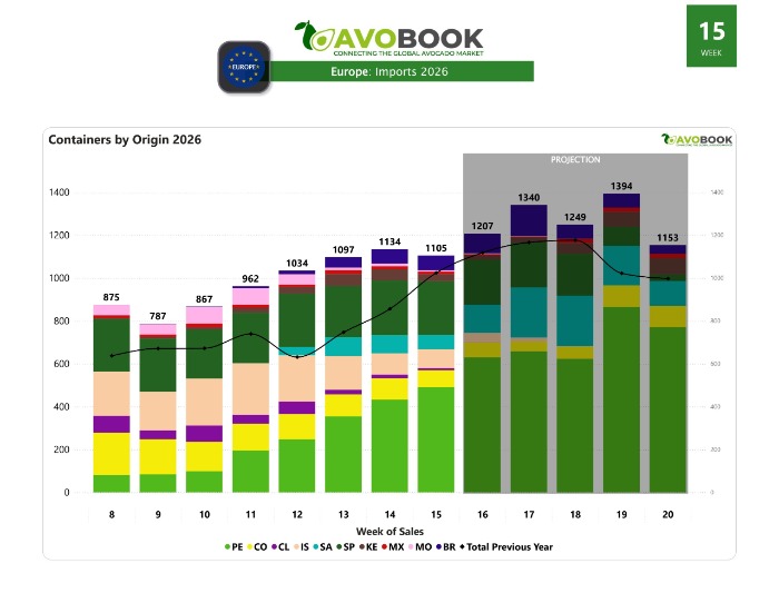 Grafico importación aguacate Europa