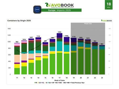 Calibres pequeños de aguacate acumulan 5 semanas de baja en Europa