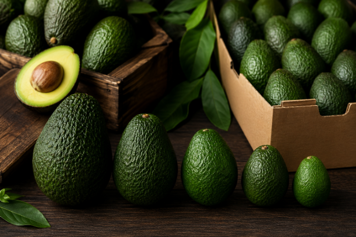 Comparativa de calibres de aguacate Hass comercializados en el mercado de Estados Unidos.