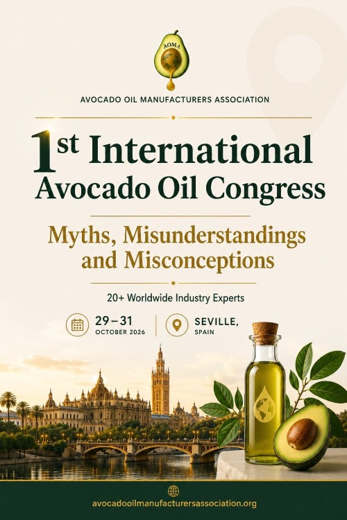 Afiche del primer congreso del aceite de aguacate, organizado por AOMA 